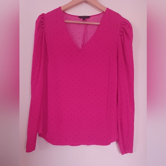 Banana Republic Tops - Banana Republic Black Polka Dot Pink Blouse